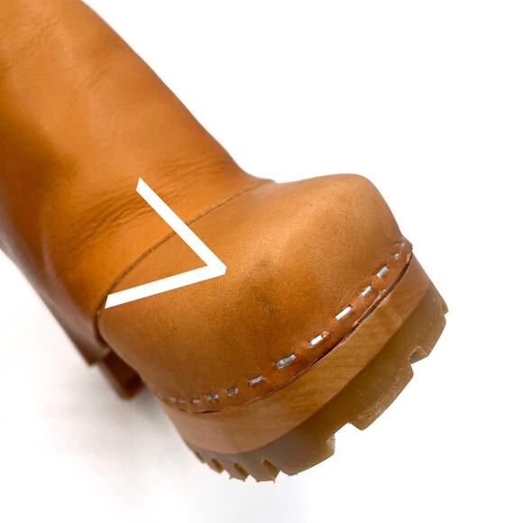 Swedish Hasbeens Bootcut Boot Nature Brown Leather Foldover Sz 40 / 10 - Picture 7 of 12